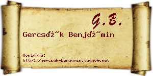 Gercsák Benjámin névjegykártya